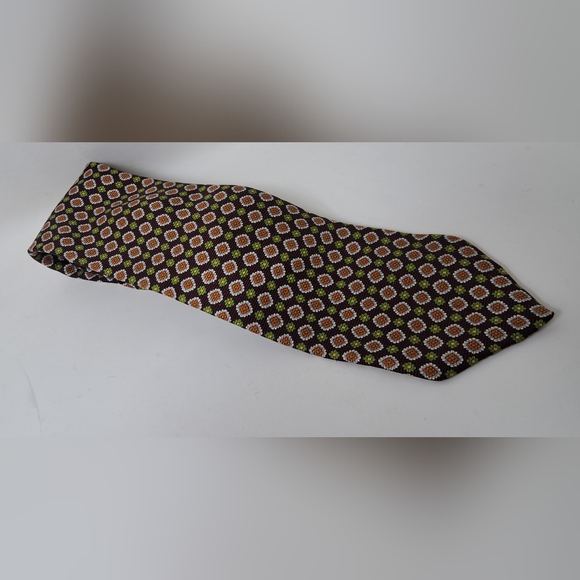 Brooks Brothers Makers Neck Tie Brown Green Orange Ancient Madder Seta Silk USA - Picture 5 of 12